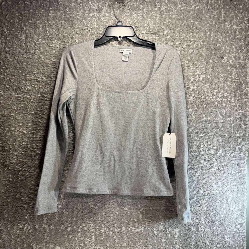 Better Together Long Sleeve Square Neck Top Large Lined Slimming Casual NWT